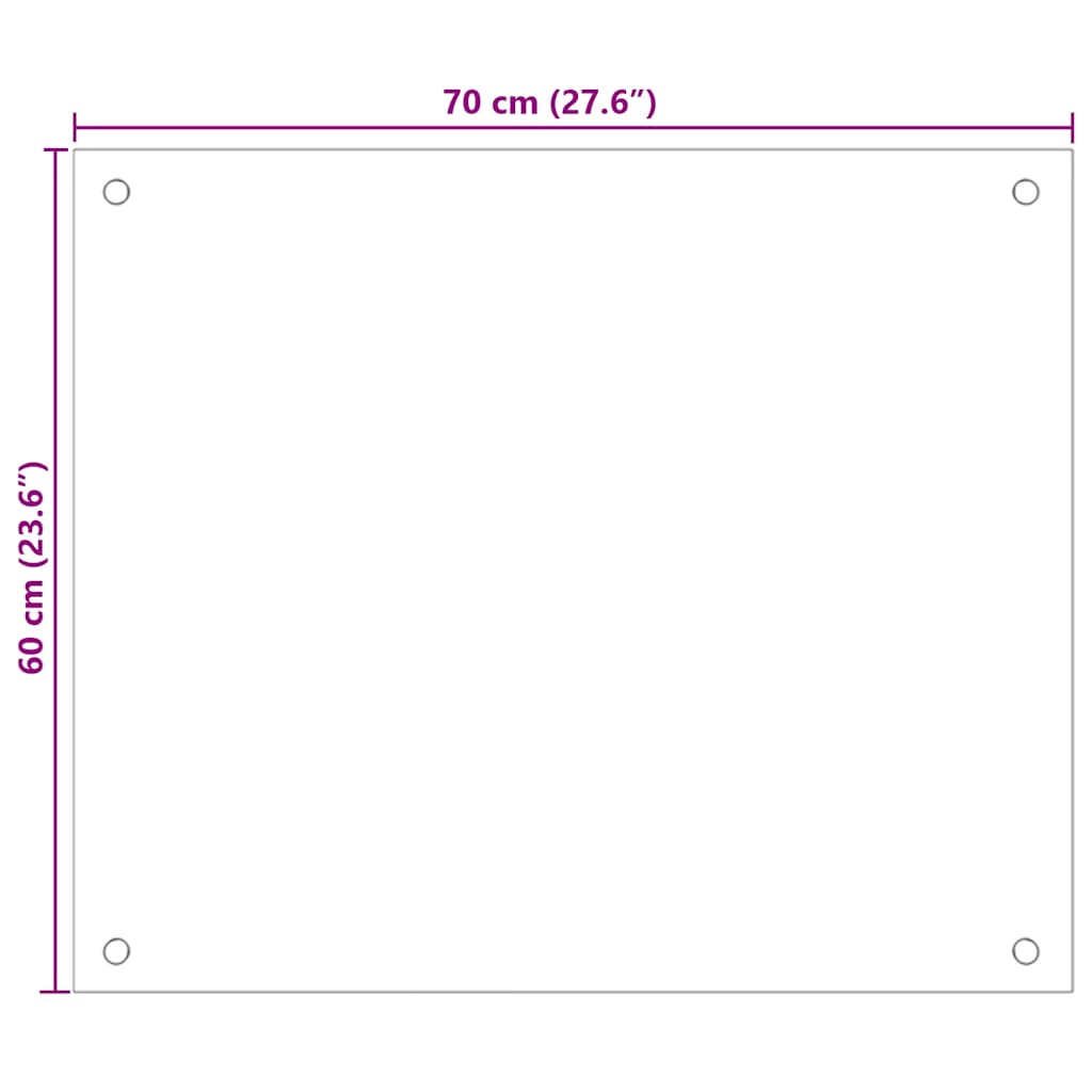 Kuchyňský panel bílý 70 x 60 cm tvrzené sklo