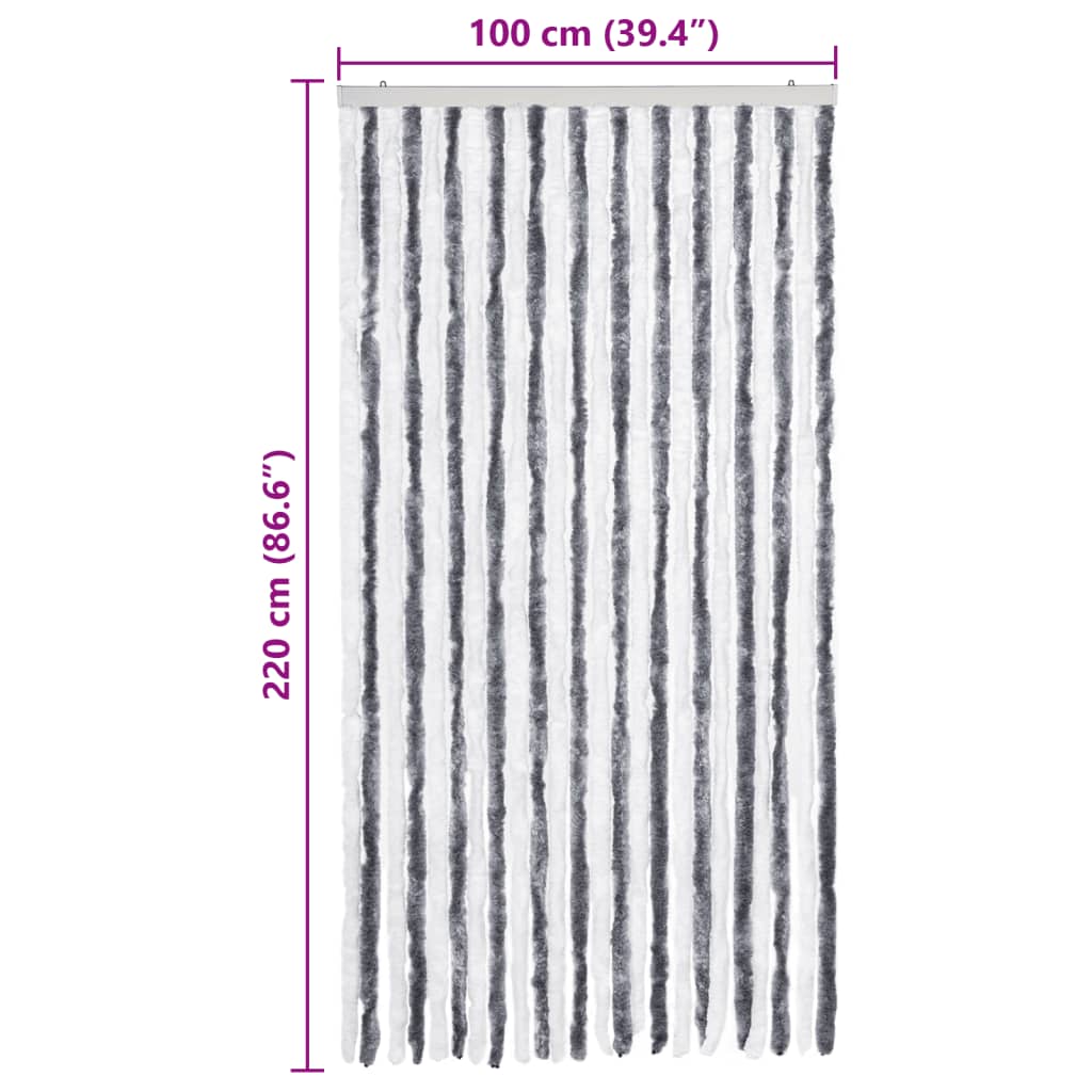 Závěs proti hmyzu šedý a bílý 100 x 220 cm Chenille