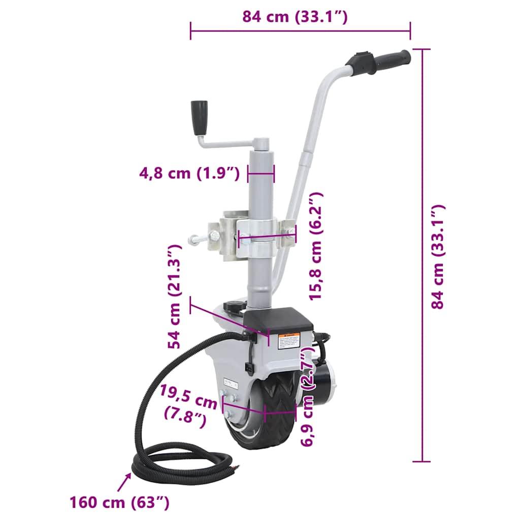 Hliníkové opěrné kolečko na přesunování přívěsu s motorem 12 V 350 W