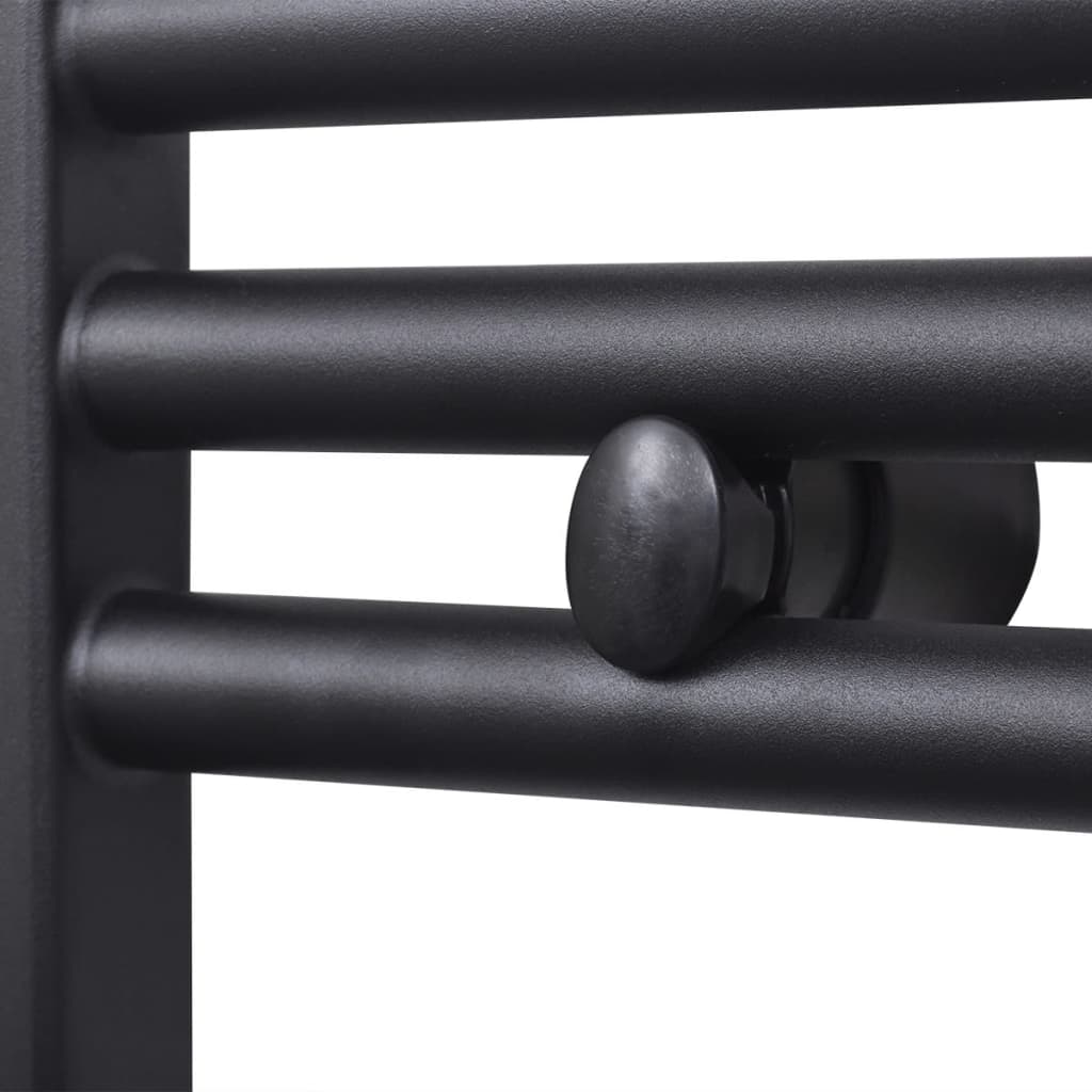 Černý žebříkový radiátor na ručníky rovný ústřední topení 500x1160 mm