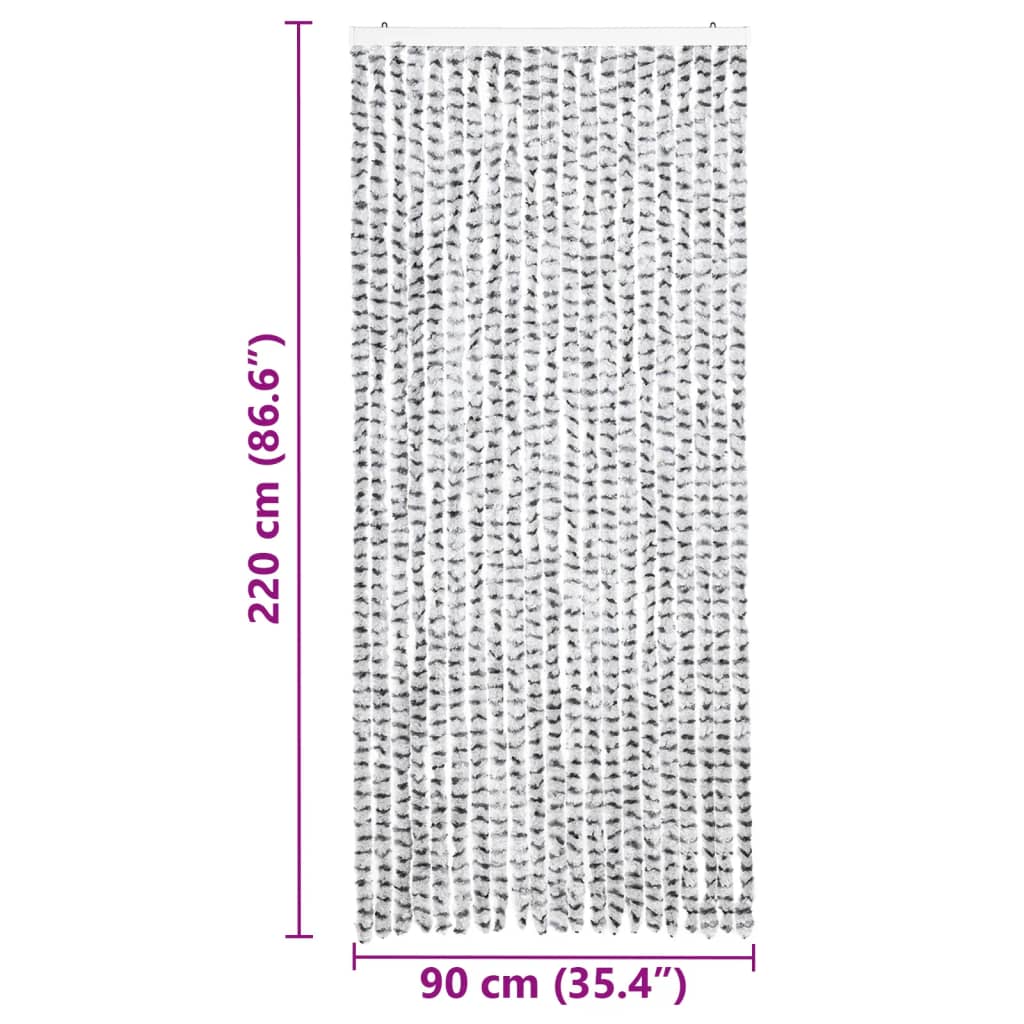 Závěs proti hmyzu světle a tmavě šedý 90 x 220 cm Chenille