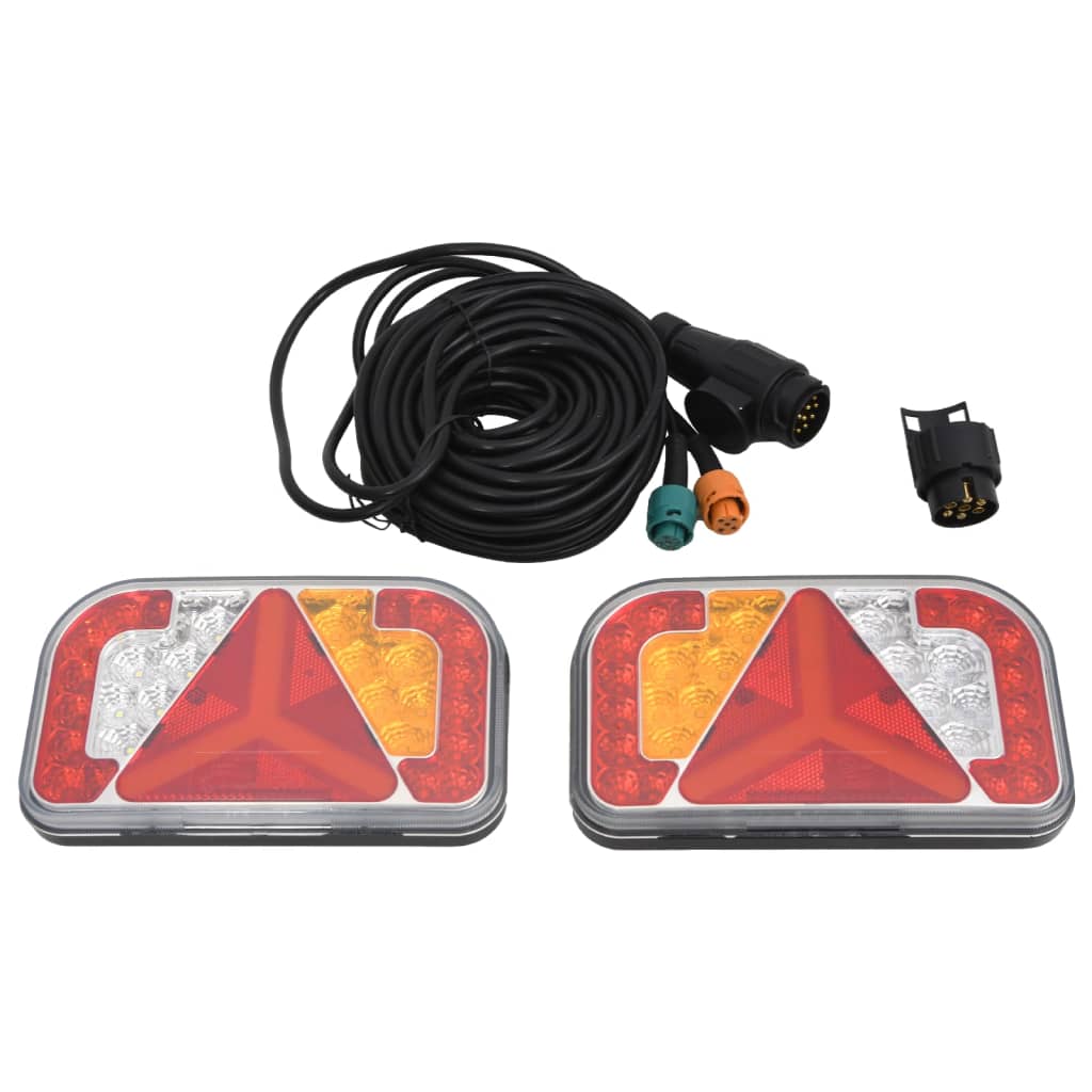 Světla na přívěs 2 ks červená 24 x 5 x 14,5 cm 12V LED žárovky