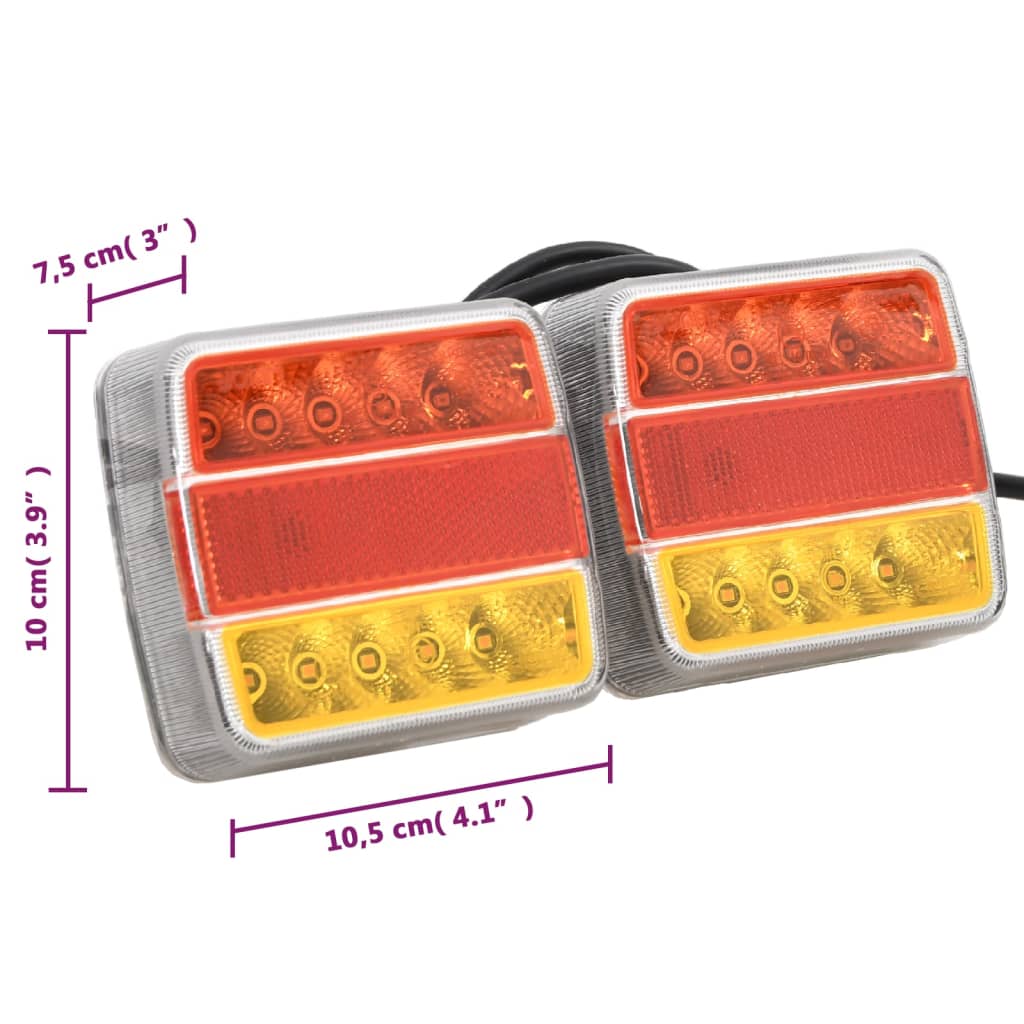 Světla na přívěs 2 ks červená 10,5x7,5x10 cm 12V LED žárovky