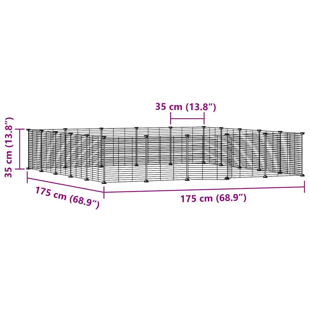 20panelová ohrádka pro zvířata s dvířky černá 35 x 35 cm ocel