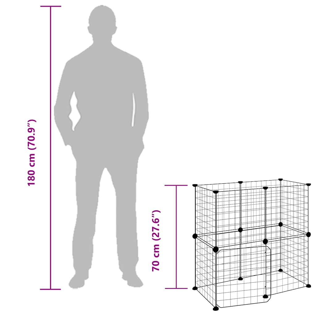 12panelová ohrádka pro zvířata s dvířky černá 35 x 35 cm ocel