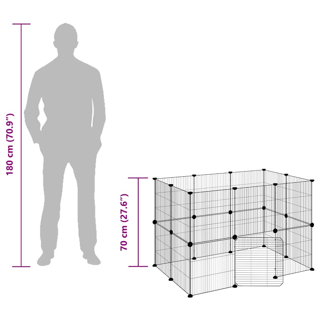 20panelová ohrádka pro zvířata s dvířky černá 35 x 35 cm ocel