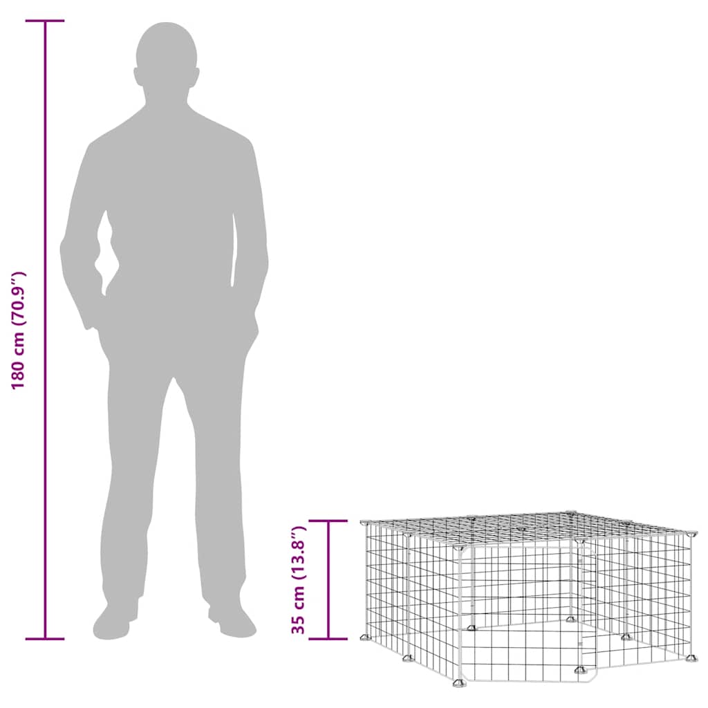 12panelová ohrádka pro zvířata s dvířky černá 35 x 35 cm ocel