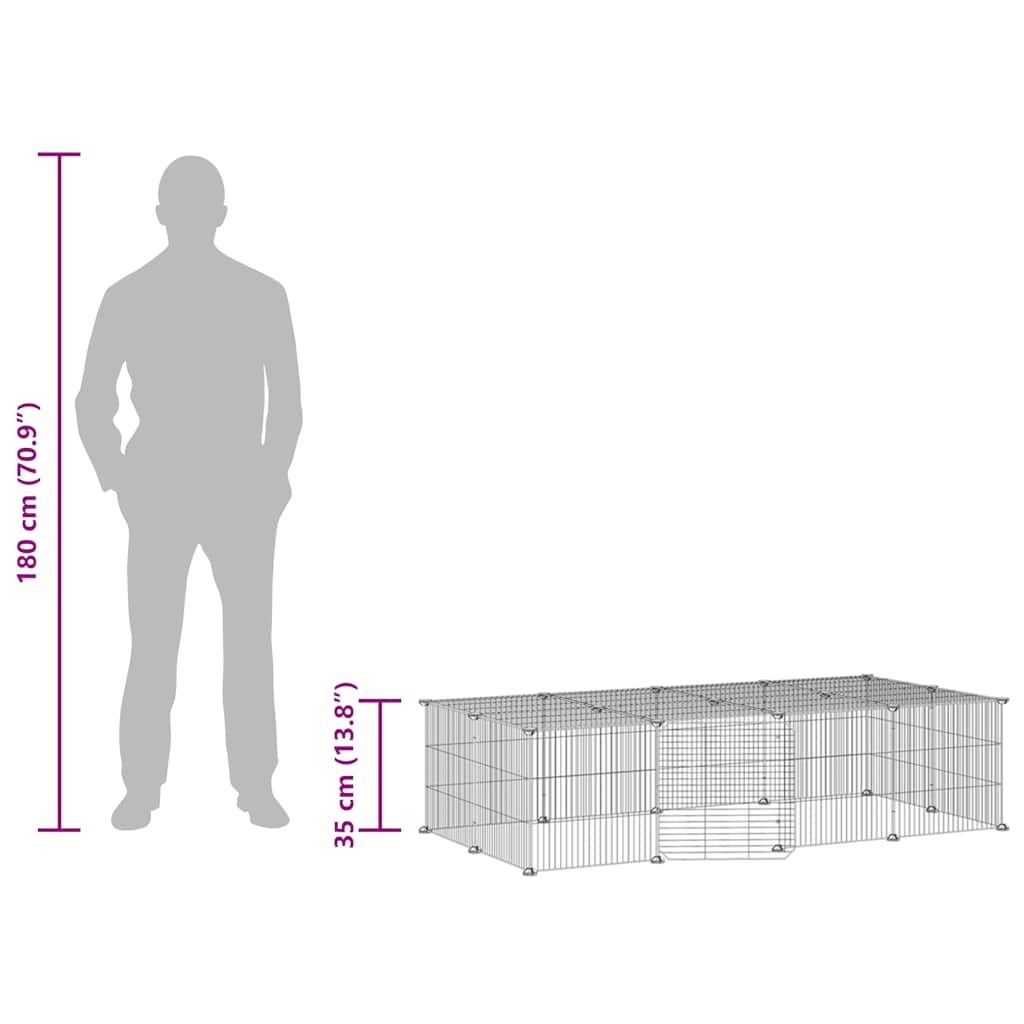 20panelová ohrádka pro zvířata s dvířky černá 35 x 35 cm ocel