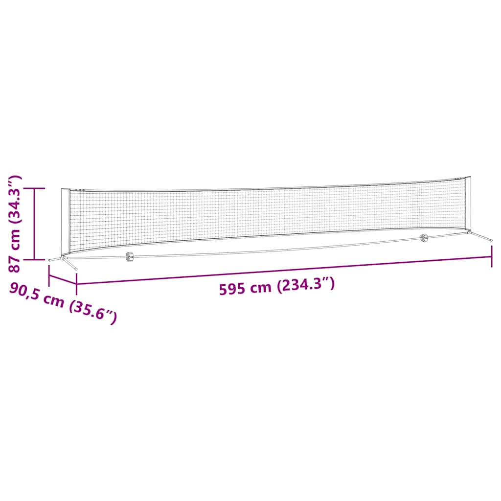 Tenisová síť Černá a červená 595 x 90,5 x 87 cm Polyester