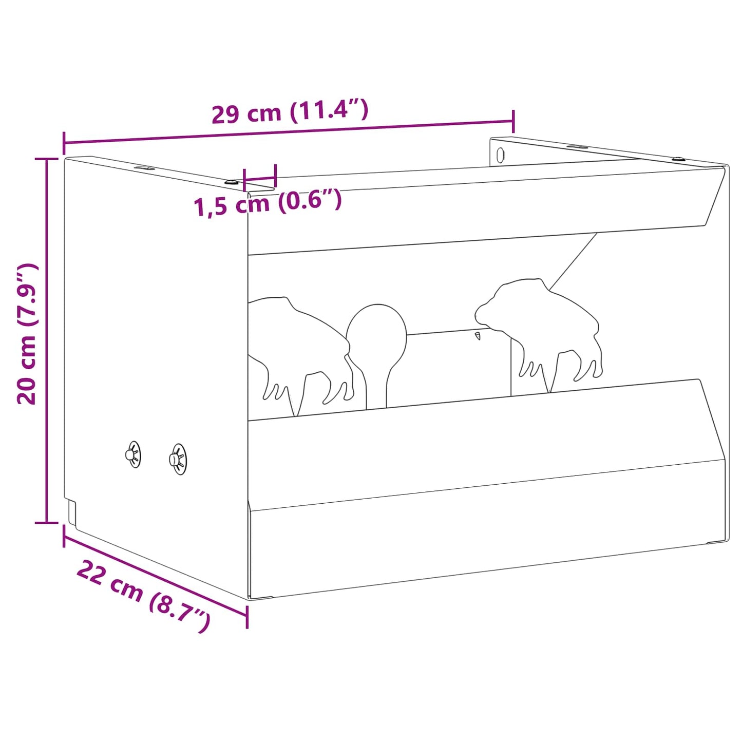 Krabice na střely Černá 29 x 22 x 20 cm Ocel
