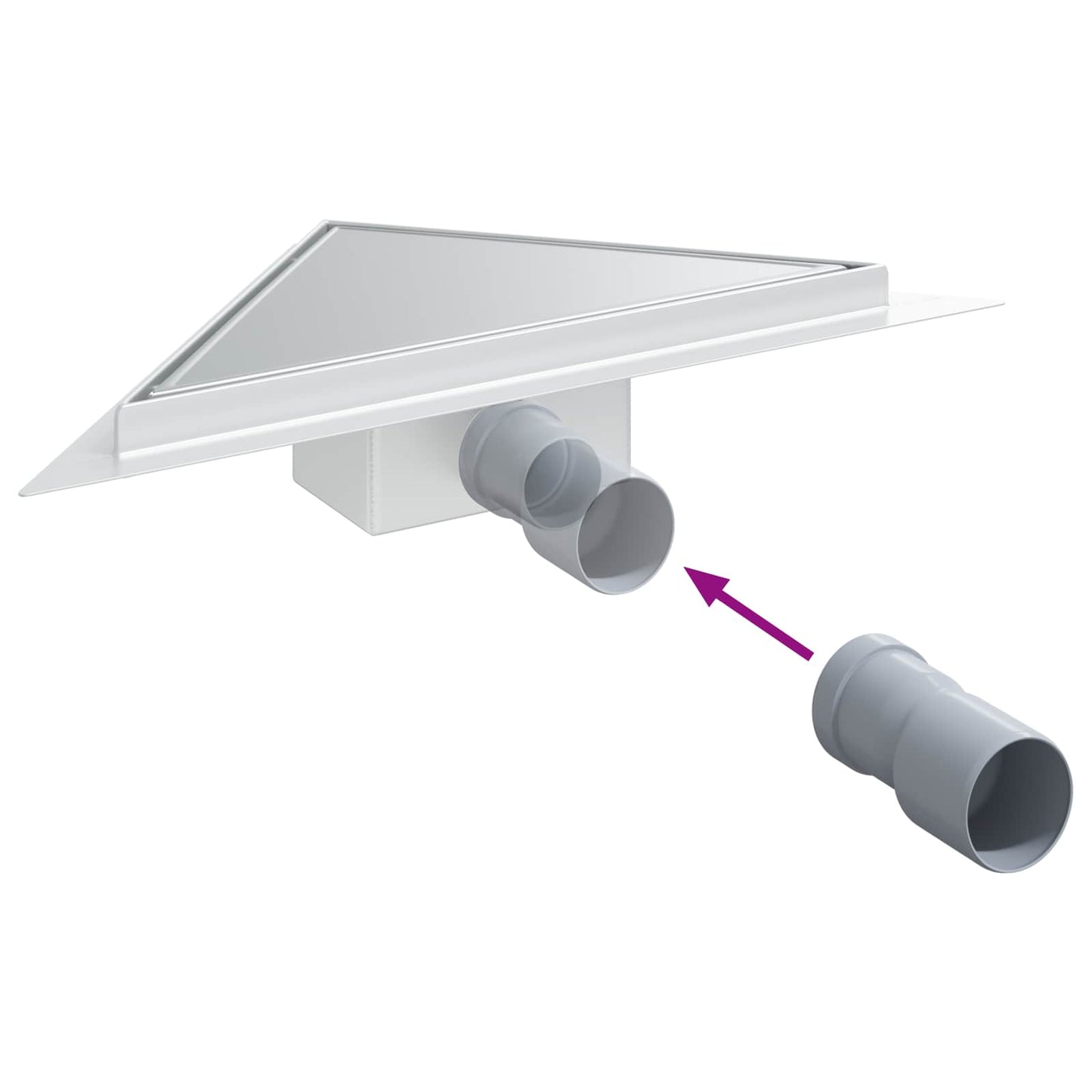 2 v 1 trojúhelníkový sprchový odtok Stříbrná 25 x 25 cm