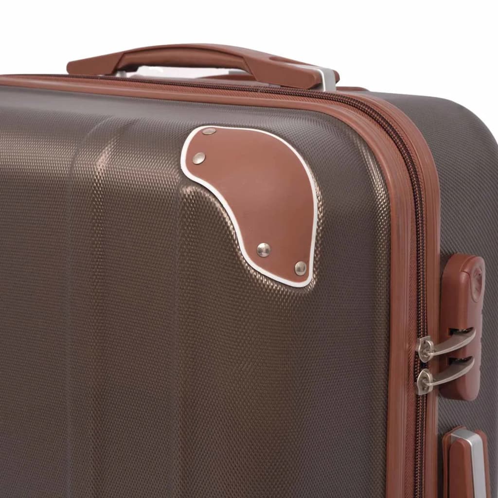 Čtyřdílná sada skořepinových kufrů na kolečkách, kávová