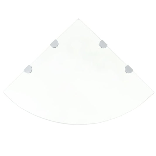 Rohová police s chromovými podpěrami sklo čiré 45x45 cm