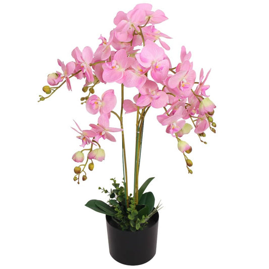 Umělá rostlina orchidej s květináčem 75 cm růžová