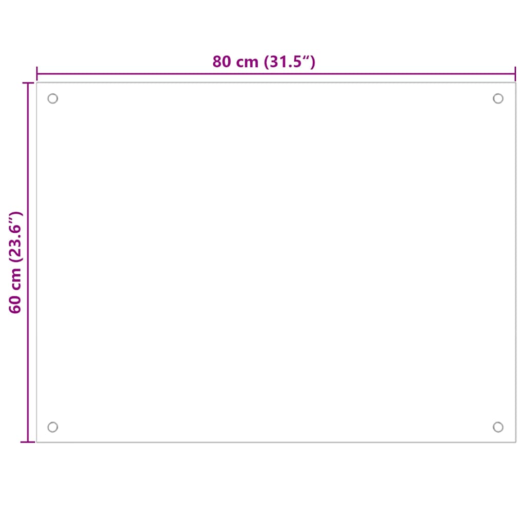 Kuchyňský panel bílý 80 x 60 cm tvrzené sklo