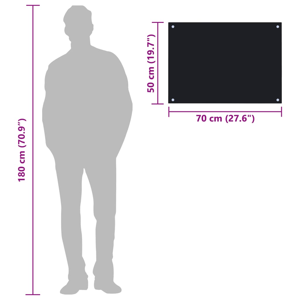 Kuchyňský panel černý 70 x 50 cm tvrzené sklo