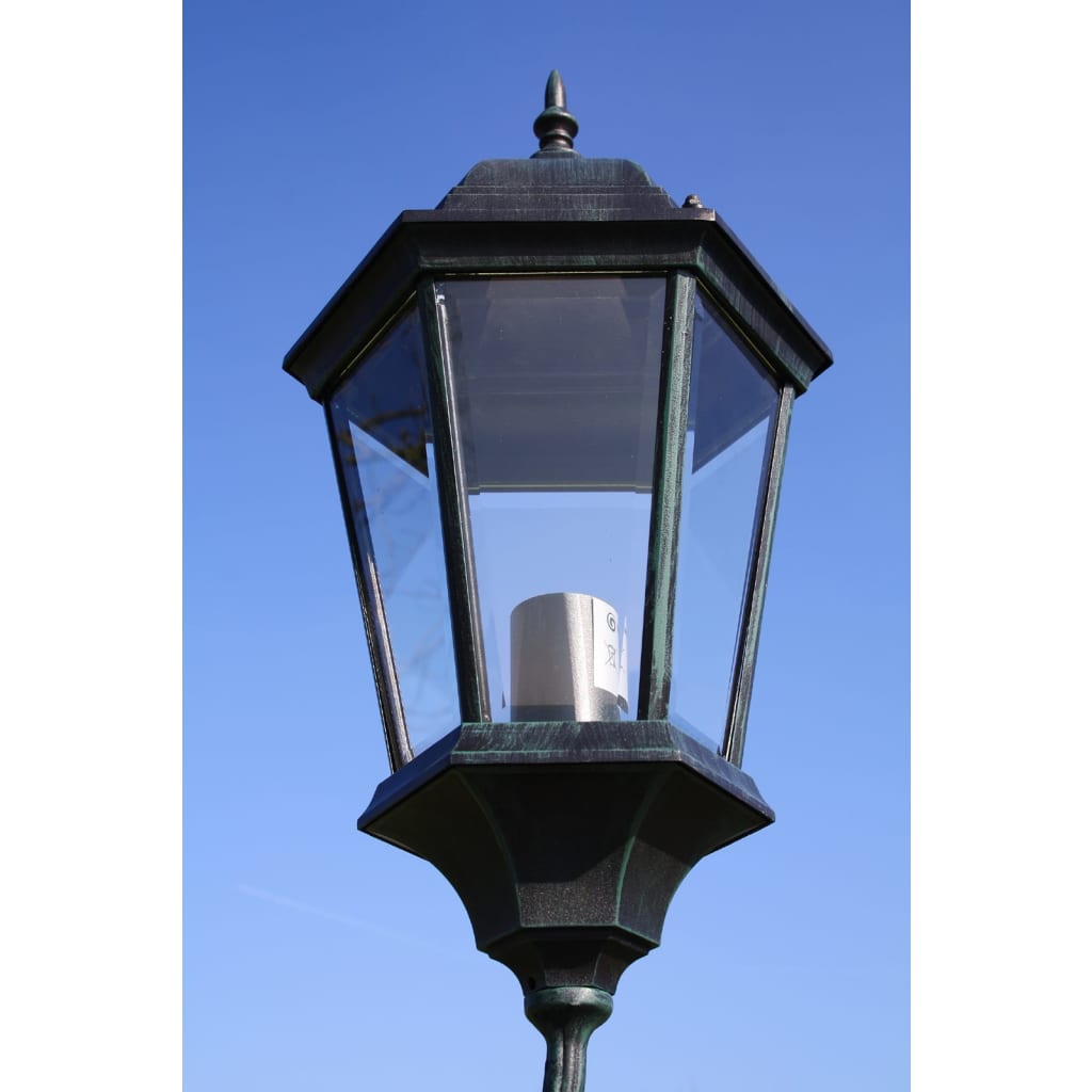 Zahradní lampa vysoká 2ramenná 230 cm tmavě zelená/černá hliník