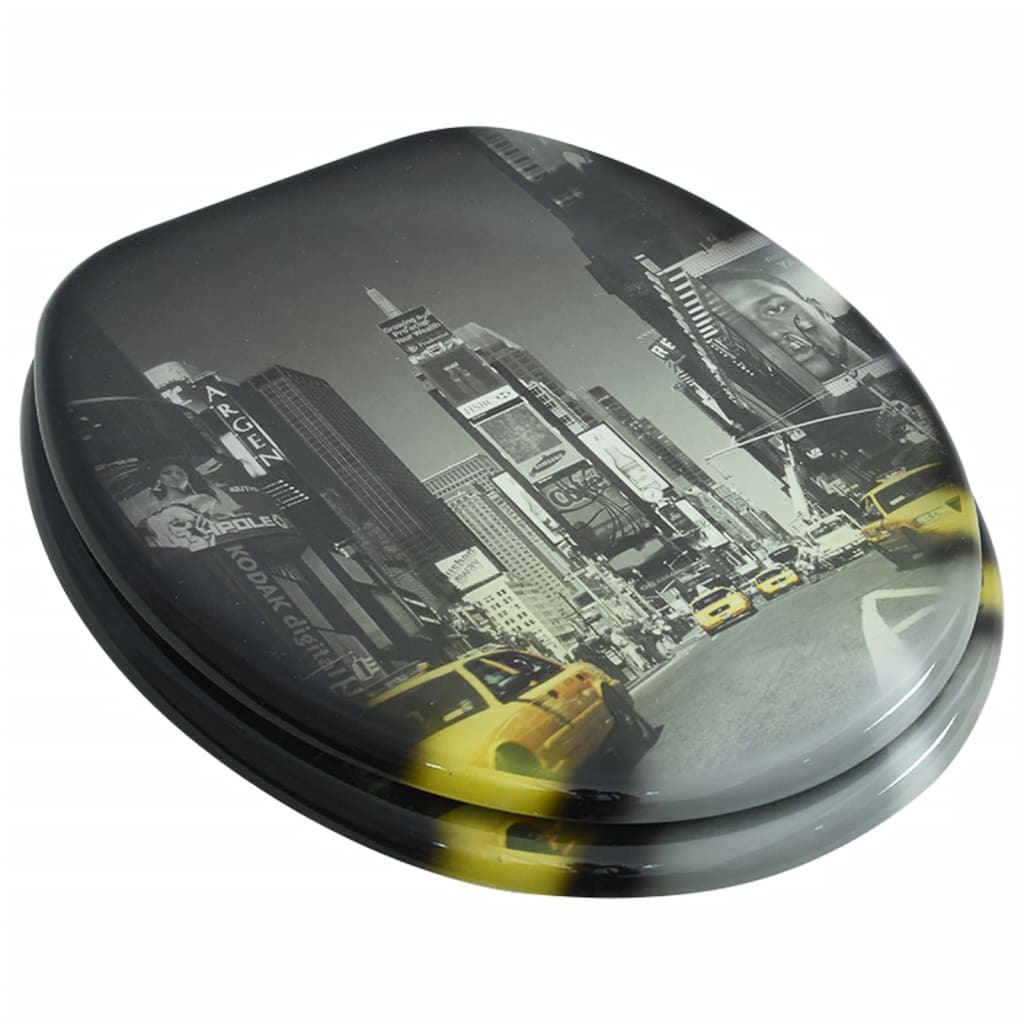 WC sedátko z MDF s víkem, potisk s motivem New Yorku