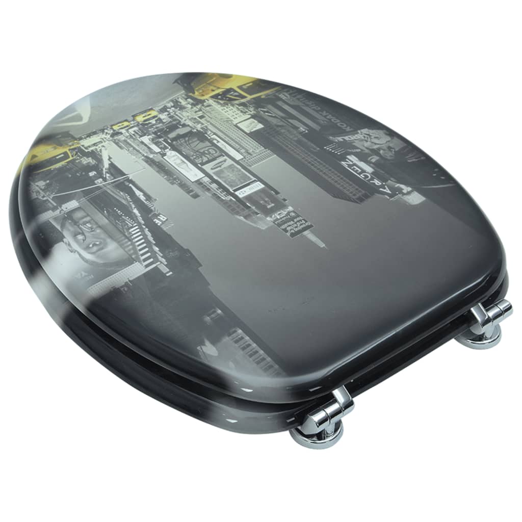 WC sedátko z MDF s víkem, potisk s motivem New Yorku