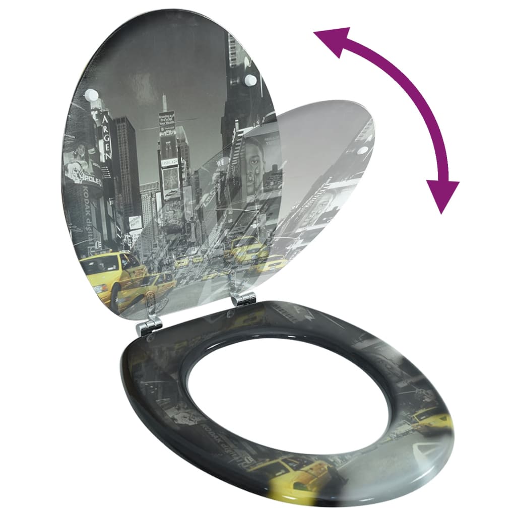 WC sedátko z MDF s víkem, potisk s motivem New Yorku