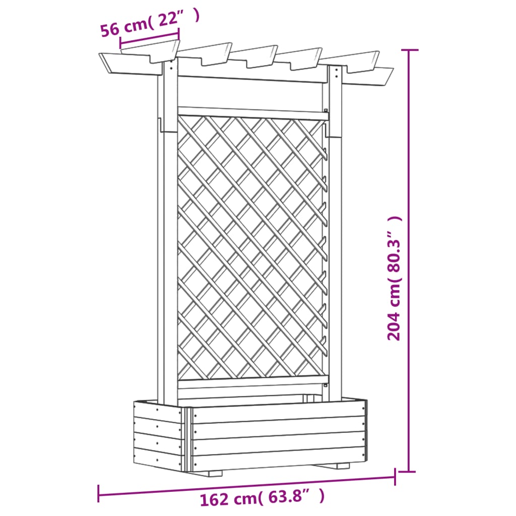 Zahradní pergola s truhlíkem 162 x 56 x 204 cm dřevo
