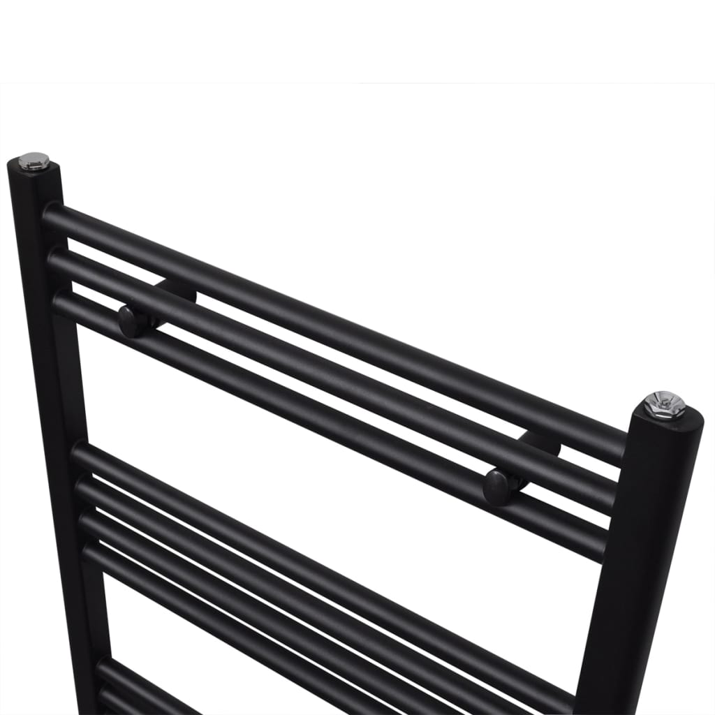 Černý žebříkový radiátor na ručníky rovný ústřední topení 500 x 764 mm