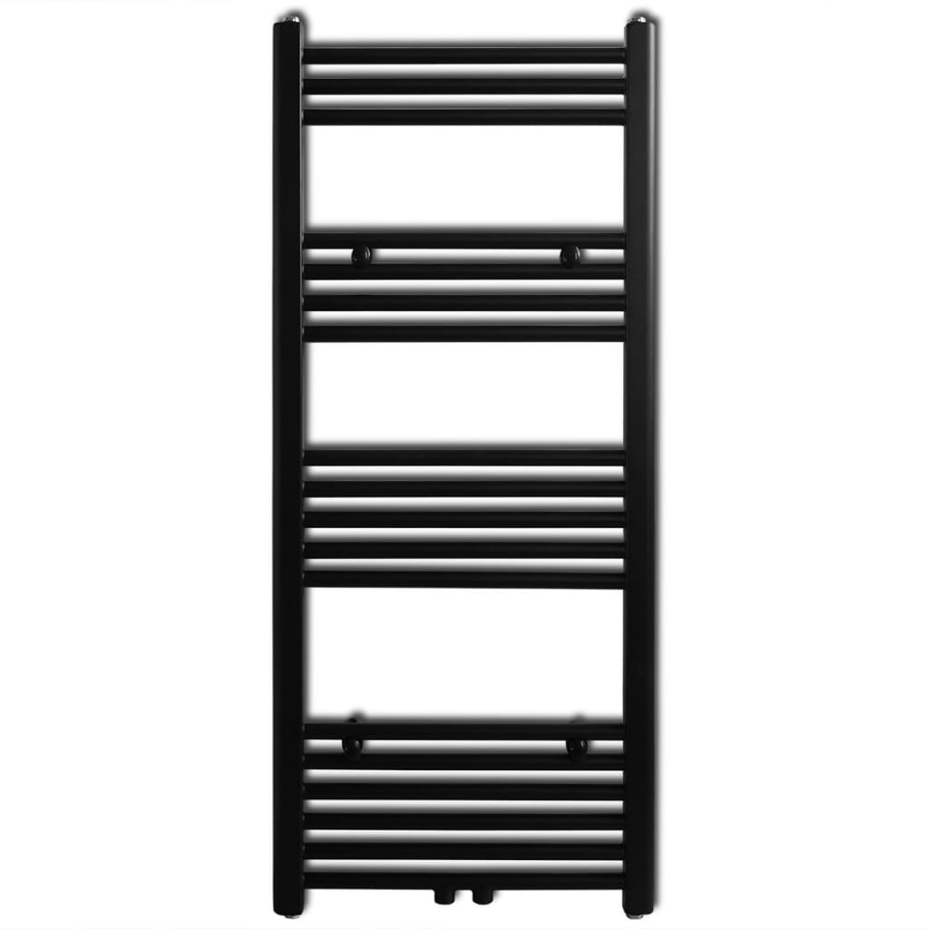 Černý žebříkový radiátor na ručníky rovný ústřední topení 500x1160 mm