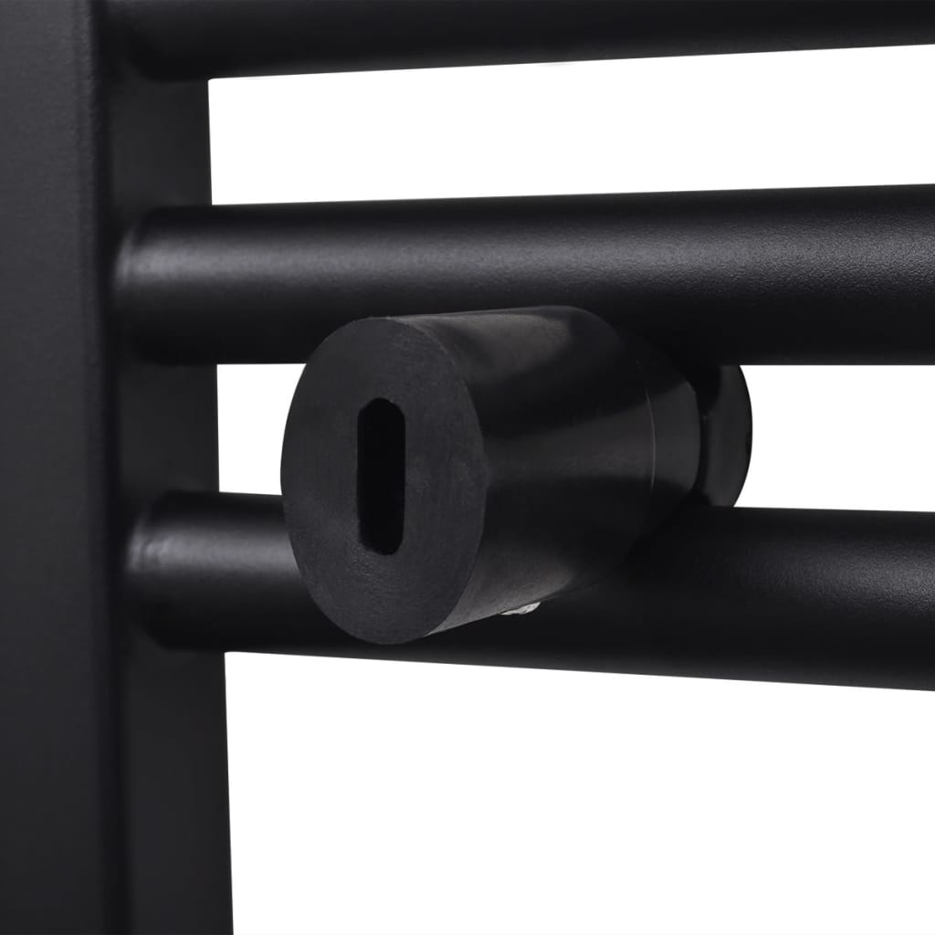Černý žebříkový radiátor na ručníky rovný ústřední topení 500x1160 mm