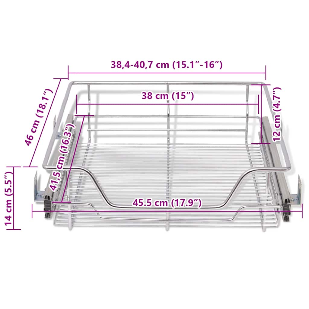 Vysouvací drátěné košíky 2 ks stříbrné 500 mm