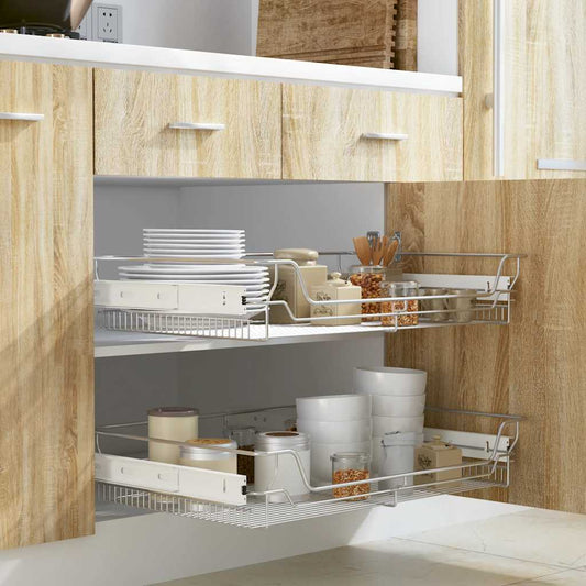 Vysouvací drátěné košíky 2 ks stříbrné 800 mm