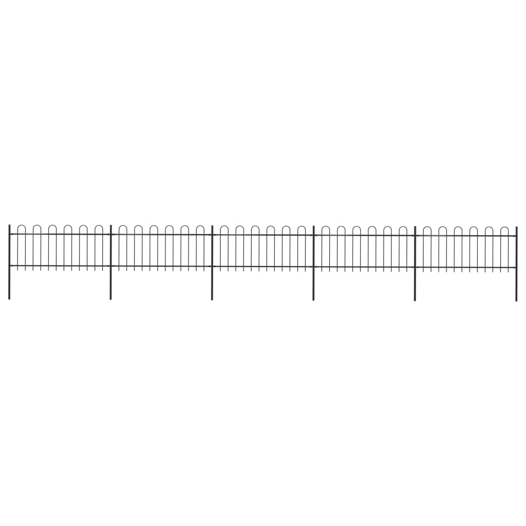 Zahradní plot s obloukem nahoře ocelový 892,5 x 80 cm černý