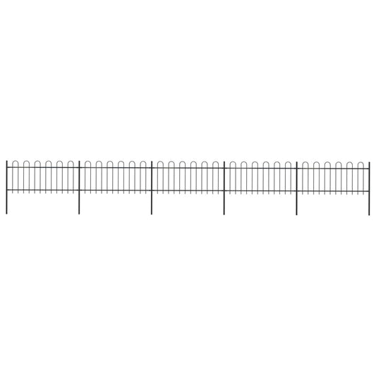 Zahradní plot s obloukem nahoře ocelový 892,5 x 80 cm černý