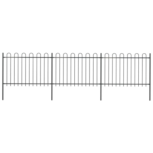 Zahradní plot s obloukem nahoře ocelový 537 x 120 cm černý