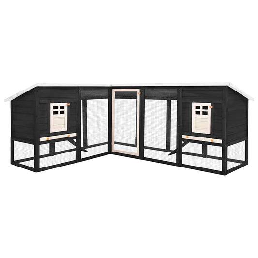 Venkovní králíkárna s výběhem šedo-bílá masivní jedlové dřevo