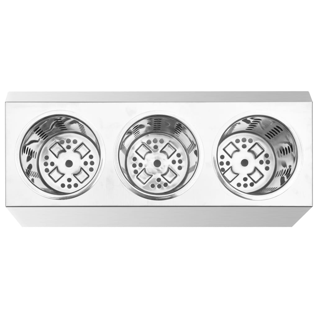 Stojan na příbory 3 košíky obdélníkový nerezová ocel