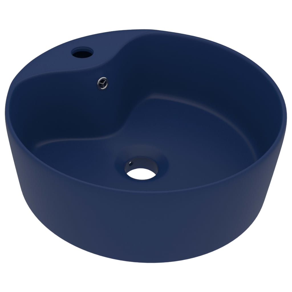 Luxusní umyvadlo přepad matné tmavě modré 36 x 13 cm keramické
