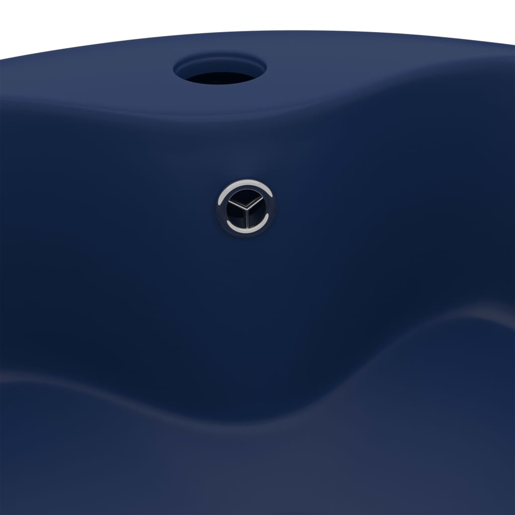 Luxusní umyvadlo přepad matné tmavě modré 36 x 13 cm keramické