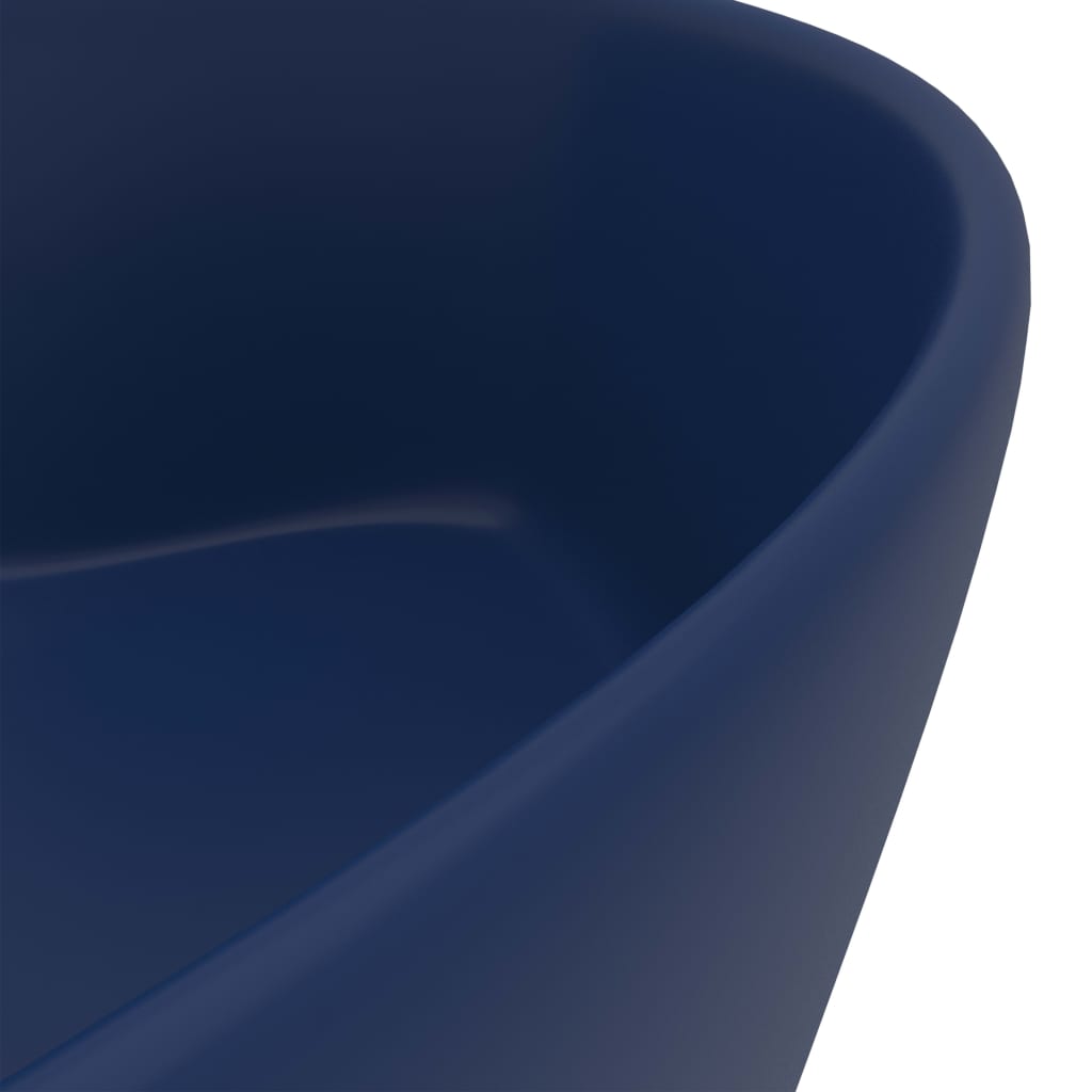 Luxusní umyvadlo přepad matné tmavě modré 36 x 13 cm keramické