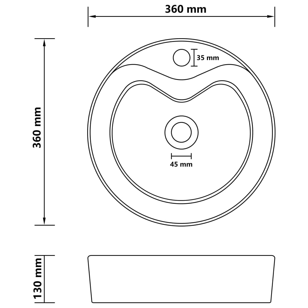 Luxusní umyvadlo přepad matné tmavě modré 36 x 13 cm keramické