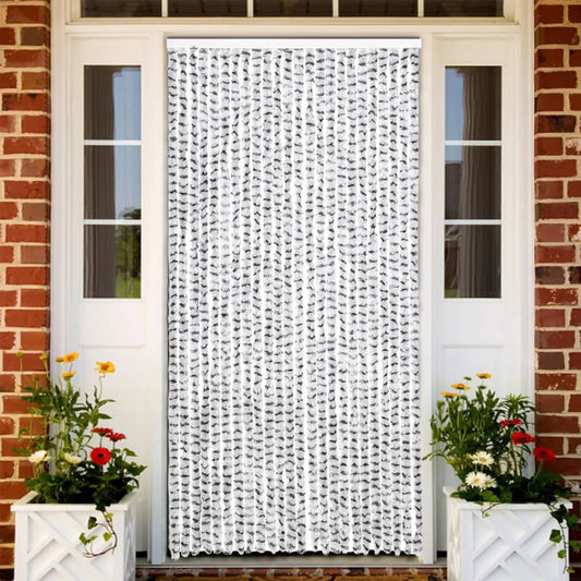 Závěs proti hmyzu bílý a tmavě šedý 100 x 220 cm Chenille