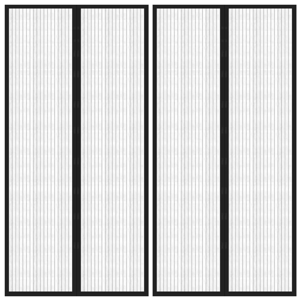 Závěsy do dveří proti hmyzu 2 ks s magnety černé 220 x 100 cm