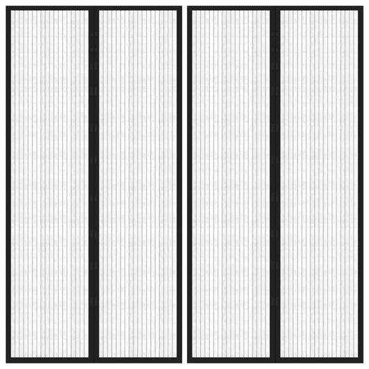 Závěsy do dveří proti hmyzu 2 ks s magnety černé 220 x 100 cm