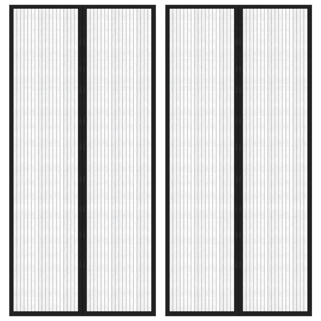 Závěsy do dveří proti hmyzu 2 ks s magnety černé 220 x 110 cm