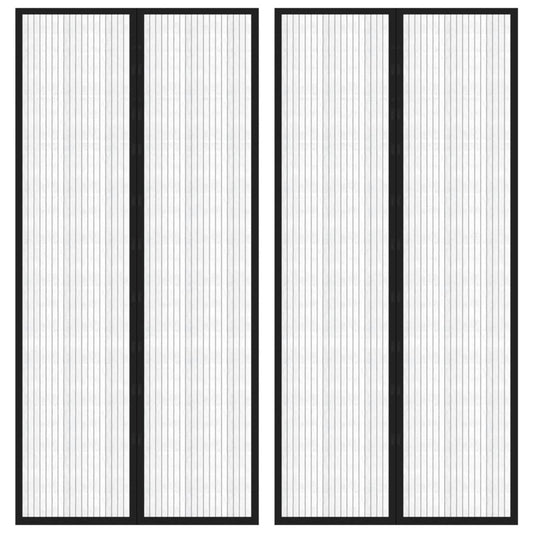 Závěsy do dveří proti hmyzu 2 ks s magnety černé 220 x 110 cm