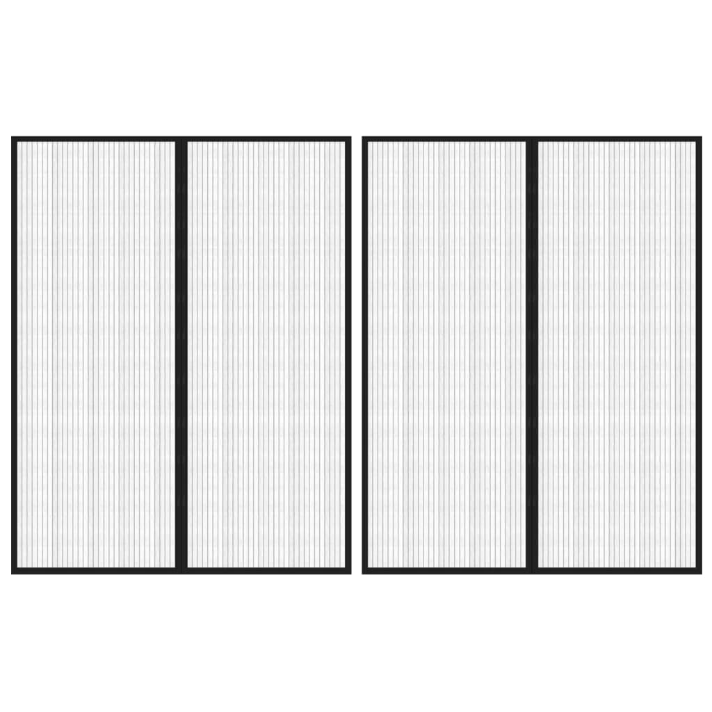 Závěsy do dveří proti hmyzu 2 ks s magnety černé 230 x 160 cm