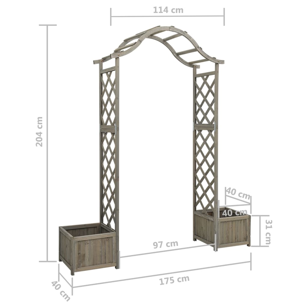 Zahradní pergola s truhlíky šedá masivní jedle