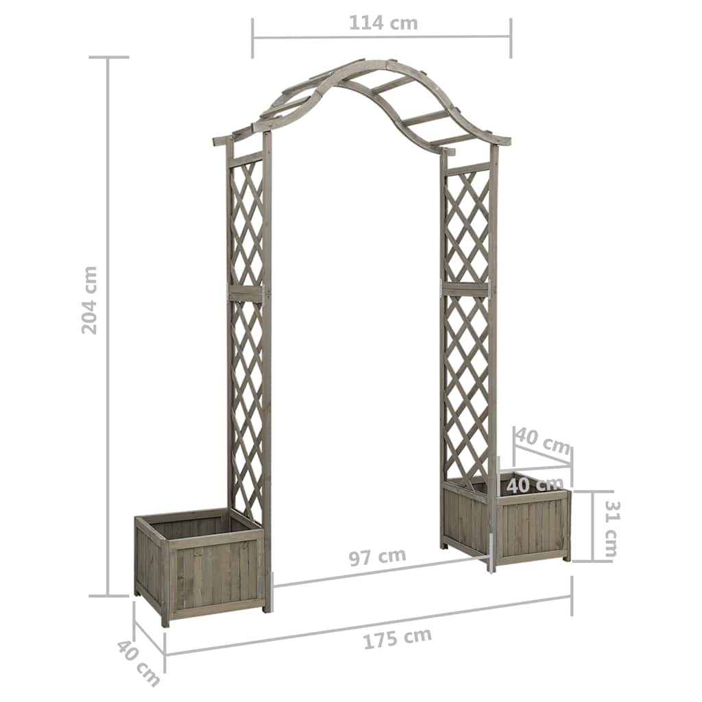 Zahradní pergola s truhlíky šedá masivní jedle