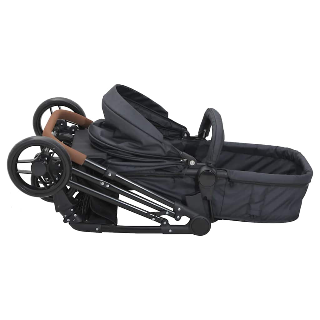 Dětský kočárek 2 v 1 antracitový a černý ocel