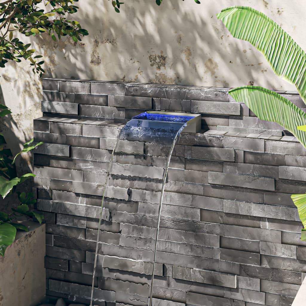 Přelivový vodopád s RGB LED osvětlením nerezová ocel 30 cm