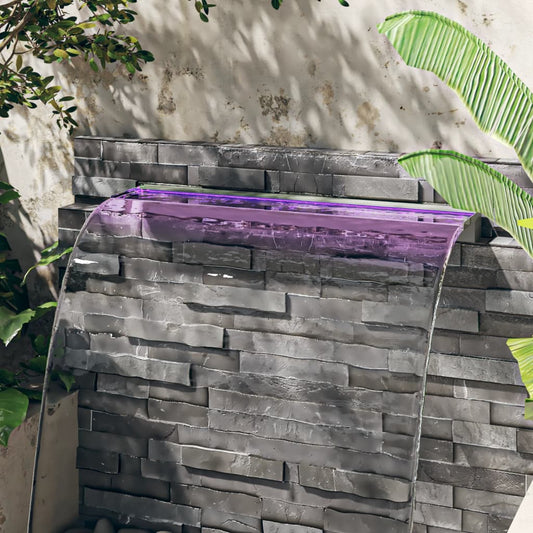 Přelivový vodopád s RGB LED osvětlením nerezová ocel 108 cm